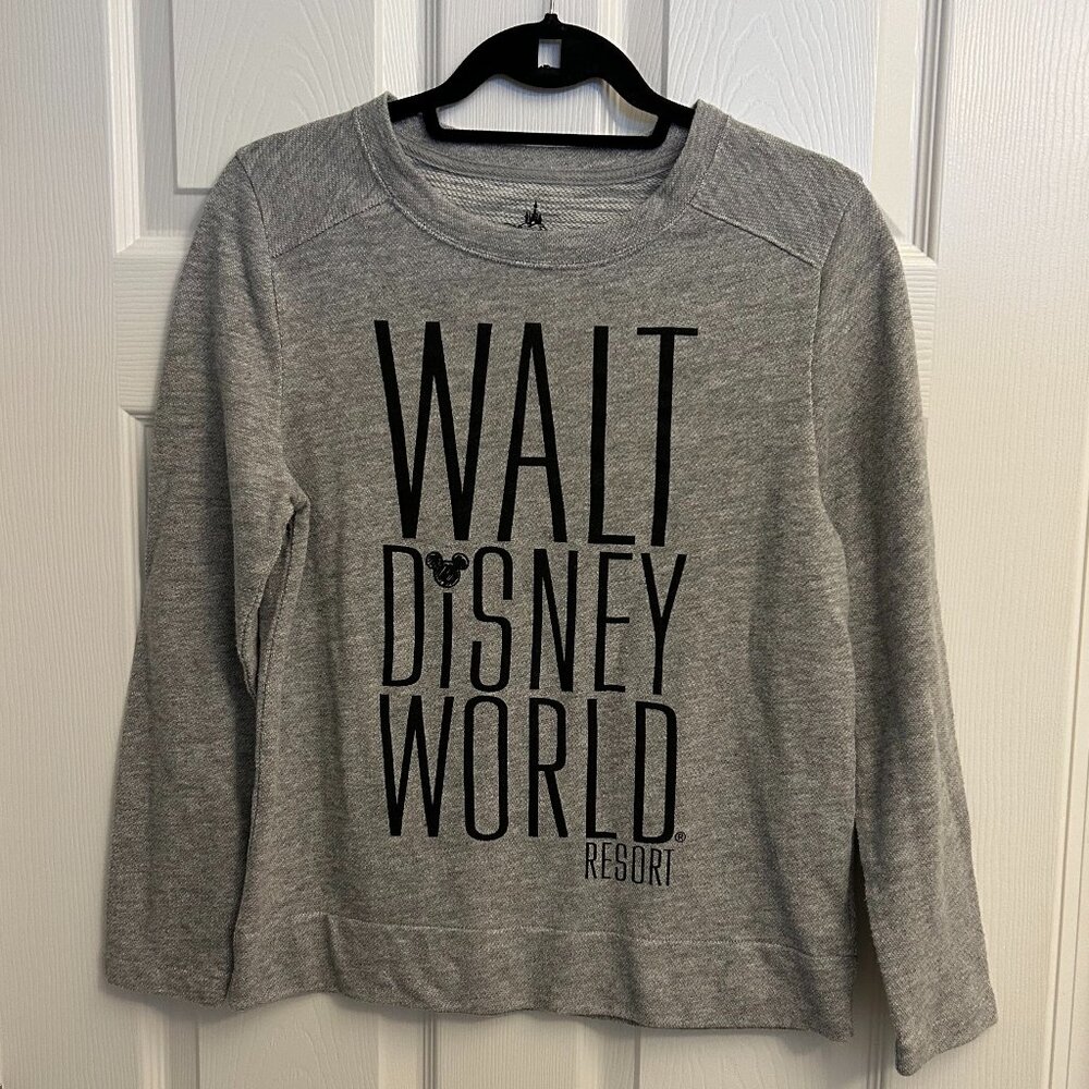 WALT DISNEY WORLD RESORT gray crewneck spell-out sweatshirt (S)